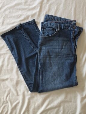 Eddie Bauer Light and Dark Blue Two-Tone Boyfriend Jeans Slim (Dark)